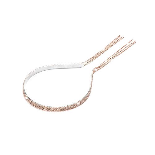 EIGHTOWN 2/3/4 Row Crystal Rhinestone Headband Wedding Rhinestone Hair Band Bridal Party Hair Hoop Sparkling Head Wear Fashion Accessories for Women Tassels Hair (4-row champagne)