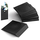 Flexzion DVD CD Sleeves 100 Pack - Premium Paper CD Sleeves for Blank CDs for Burning Music Movie Video Game Disc - Thick Disc Sleeve CD Envelopes Storage with Window Cutout and Flap, Black