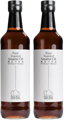 Emma Basic Huile de sésame grillé 100% pure 500 ml | Pressé physiquement | 100% pur | Non mélangé | Saveur et arôme riches (Lot de 2)