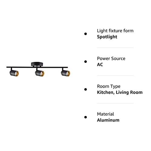 Vidalite Led Track Fixture 7W Three Bulb Fixed Rail Ceiling Lighting With Rotating Heads 3000K Modern Interior Spotlight For Kitchen Art And Living Room 1470 Lumens, 3, Black #TOP6