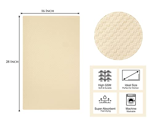 Torchon de cuisine en coton gaufré lot de 12 serviettes absorbantes couleur ivoire pour la maison