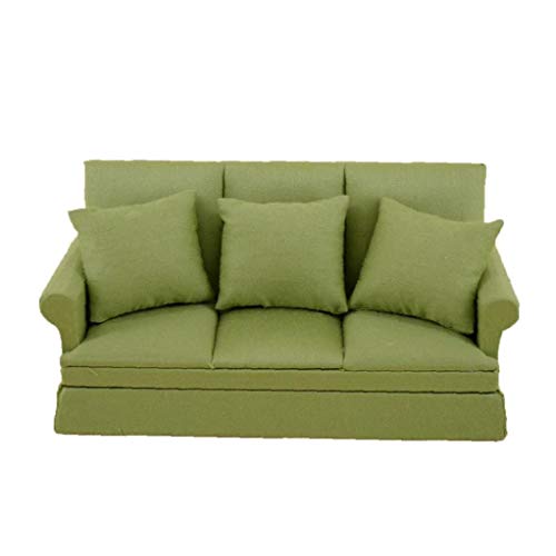 Deanyi 1:12 Scale Nette Stoff DREI-Personen-Sofa Puppenhaus Mit 3 Kissen Miniatur-holzmöbel Couch Handmade Crafts…