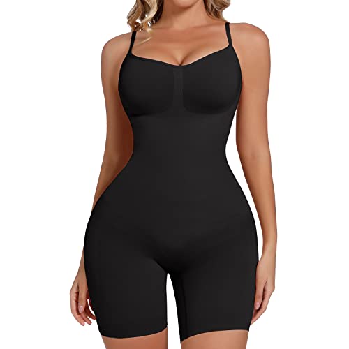 Joyshaper Body Sculptant Femme Gaine Amincissante Ventre Plat Gainant Minceur Bodysuit Body Gaina Push Up avec Cretelles Réglables Shapewear, Noir, M