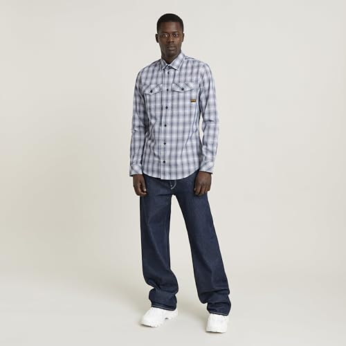 G-STAR Men's Marine Slim Long Sleeve Shirt Mehrfarben (Imperial Blue Liam Check D24963-D531-G296) M – Ansicht 3