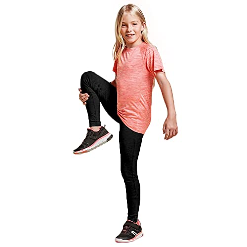 KINKIES Malla Deportiva para niñas - Leggins Largos y elásticos con diseño anátómico, cómodo y Tejido Suave. (10 Años, Negro)