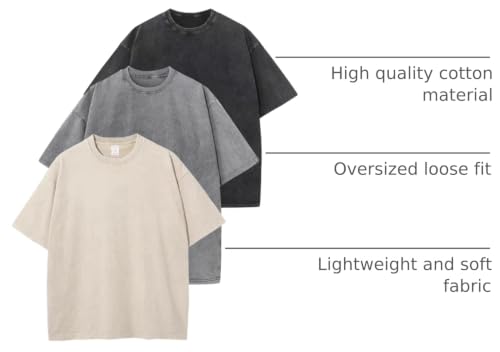 Image of Arssm Men Oversized T Shirts Vintage Tee Loose Fit Short Sleeve Casual Streetwear Baggy Washed Unisex Tops
