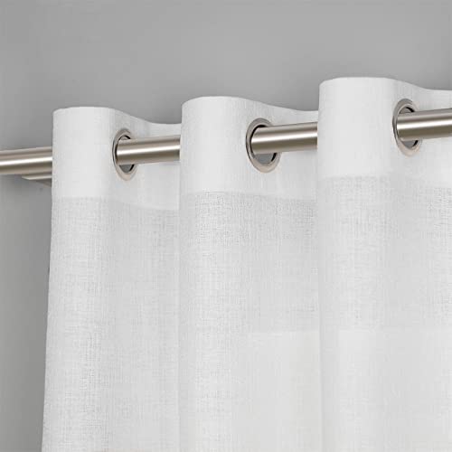 Melodieux White Semi Sheer Curtains 96 Inches Long For Living Room - Linen Look Bedroom Grommet Top Voile Drapes, 52 By 96 Inch (2 Panels) #TOP1