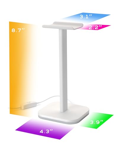 RGB Headphone Stand for Gaming โ Modern Aluminum Headset Holder for Desk - Sleek Display for Over-Ear Headphones (Accessory for Boys- White - Image 6