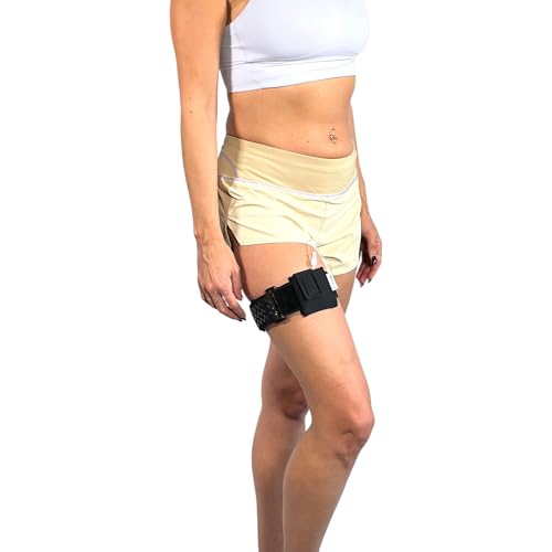 Pumpcases Adjustable Black Insulin Pump Belt – Diabetic Insulin Pump Stretch Band – Leg Belt Insulin Pump Case – Compatible with Mobi – Assembled in The USA (Medium)