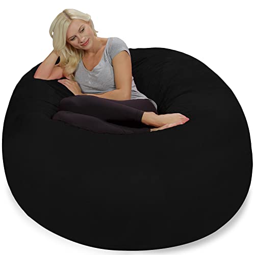 Chill Sack Bean Bag Chair: Giant 5' Memory Foam Furniture Bean Bag - Big Sofa with Soft Micro Fiber Cover - Onyx Black - Image 6