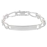 Argent massif 925/1000 Générique Bracelet personnalisable homme - chaine gourmette en argent massif - gourmette homme maille 1+1 - Cadeau personnalisé/Largeur 8mm 531008 19 cm
