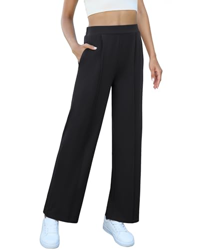 Women's High Waist Dress Pants Side Pockets Wide Leg Work Trousers Elastic Stretchy Casual Slacks2