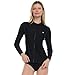 Hurley Rash Guard for Women Full Zip, Zip Up Long Sleeve Swim Shirts for Women, Surfing Top UPF 50+ SPF Sun & UV Protection Black