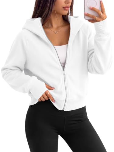 Image of Trendy Queen Womens Zip Up Hoodies Cropped Jackets Fall Clothes 2026