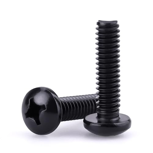 #6-32 x 1 Pan Head Machine Screws Black, Phillips Drive, 304 Stainless Steel 18-8, Black Oxide Coated Finish, Corrosion Resistant Round Head Machine Screws, Full Thread, Coarse Thread, 100 PCS