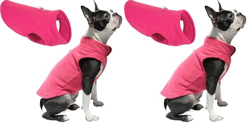 Image of Gooby Fleece Vest Dog Sweater - Pink, X-Small - Warm Pullover Fleece Dog Jacket with O-Ring Leash - Winter Small Dog Sweater Coat - Cold Weather Dog Clothes for Small Dogs Boy or Girl (Pack of 2)