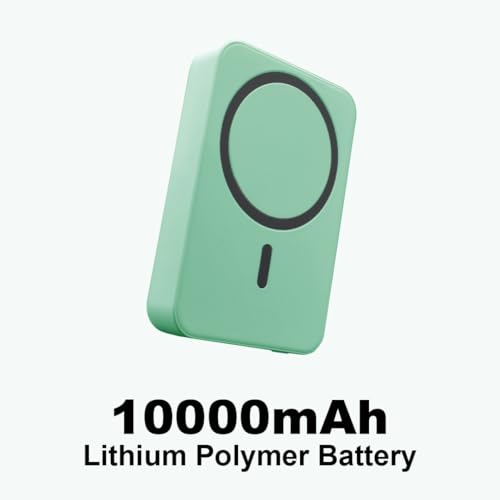 Image of TexoVera Portable USB Type A & C Power Bank, 10000 mAh, 18W Quick Charge, Compact, Black (Wireless-Green)