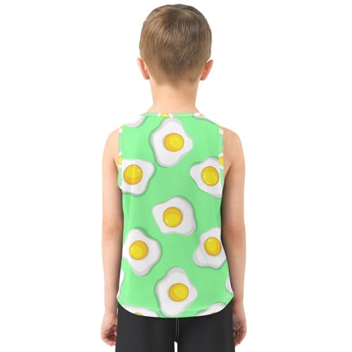 J JOYSAY Cartoon Fried Egg Chartreuse Boys Tank Top Sleeveless Muscle Shirts Quick Dry Kids T-Shirts 3-15T3