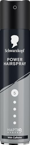 Schwarzkopf Hairspray Power 250ml, with Caffeine, Hold Level 5 Hair Styling, Hairspray for All Hair Types,Long-Lasting Power Hold, Vegan Formula*