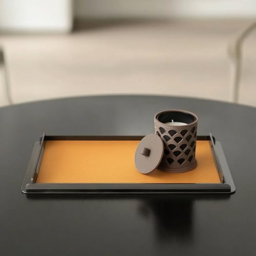 Bandeja rectangular de metal y cuero de mesa organizadora predolo 6
