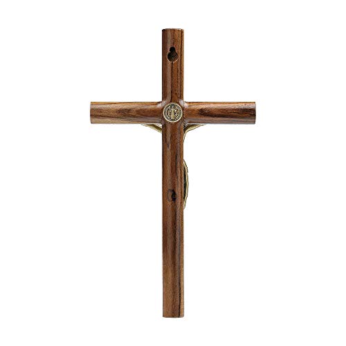 Intercession Cylindric Wall Solid Wood Cross Crucifix (Antique Gold) #TOP1