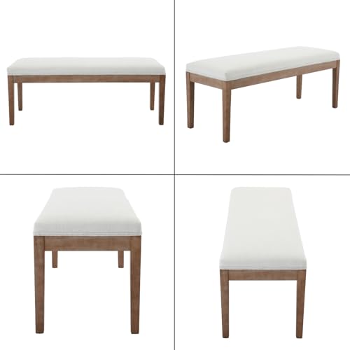 chairus Padded Entryway Bench Linen Upholstered Dining Table Benches Farmhouse Shoe Bench Seat for Hallway Bedroom End of Bed Vintage 45.5" Wooden Leg Benches for Kitchen Restaurant Window, Beige