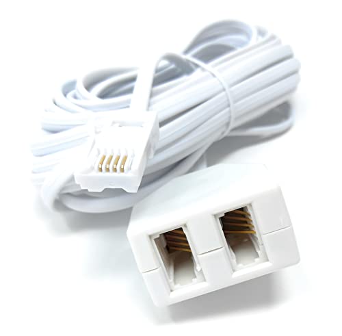 5M Twin Extension Lead - One BT Jack to Two BT Sockets, Double Telephone Splitter Cable 16.5ft - Image 3
