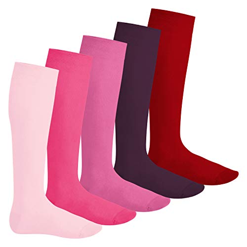 Footstar Herren & Damen Kniestrümpfe (5 Paar), Klassische Strümpfe aus Baumwolle - Everyday! - Berrytöne 35-38