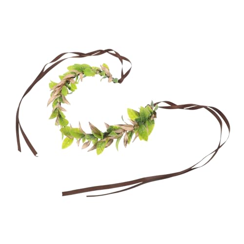 minkissy Couronne D’elfe Des Bois Serrage-tête Couronne De Fleur Verte De Cœur Unisexe Accessoire De Tête Cosplay Séance Photo Costume Féerique Taille Unique