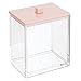 mDesign Plastic Rectangle Apothecary Canister - Organizer for Bathroom Vanity Countertop Shelf Decor - Holds Cotton Swabs, Soap, Makeup, Bath Salts - Lumiere Collection - 2 Pack - Clear/Light Pink