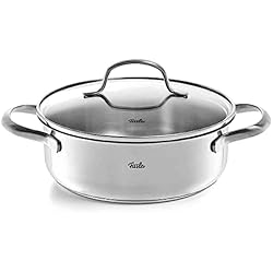 Cazuelas Fissler Fissler San Francisco Cacerola de 1,2 L y 16 cm diámetro, acero inoxidable, con tapa de cristal, con reborde, de bajo consumo, también para inducción
