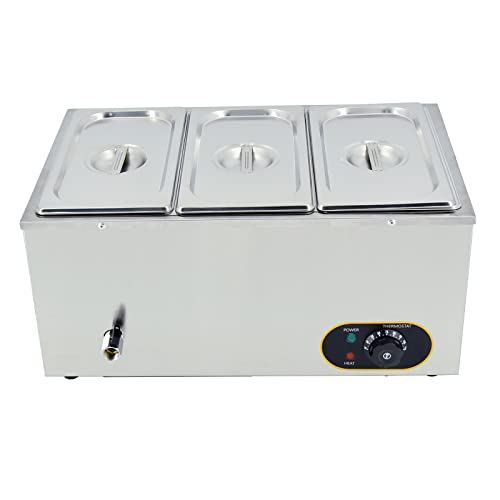 MOOTACO Baño María eléctrico 1/3 Servidor de Buffet - MAX 85°C 220 Volt 1500 Watt Profundidad 15cm Control de Temperatura