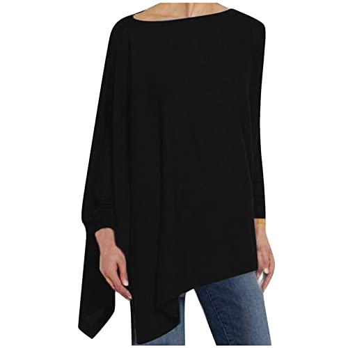 Narhbrg Plus Size Women's Linen Shirts Pullover Tunic Tops Asymmetry Tees Blouse Loose Long Tunic Tops For Leggings Black #TOP2