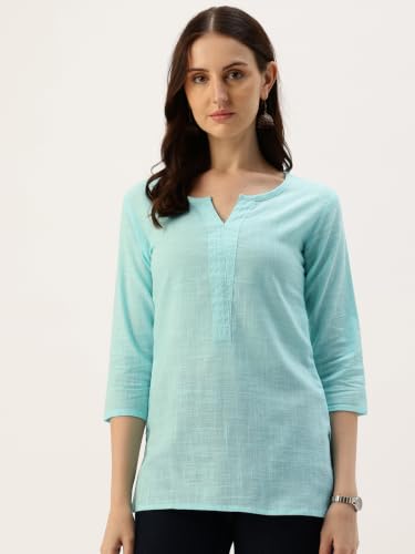 Image of Elegant Short Kurti for Women - 3 /4 Sleeves | Round Neck | (S to XXL)