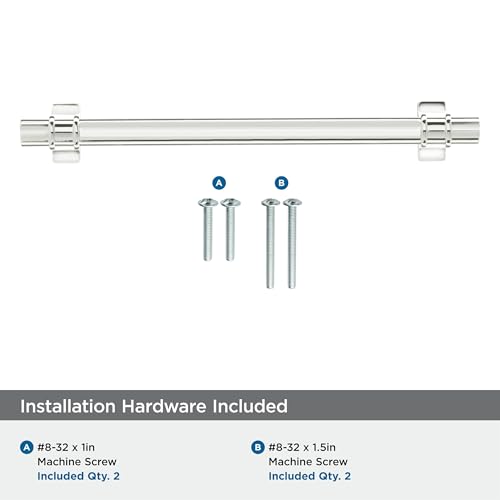 Image of Amerock | Cabinet Pull | Polished Chrome | 6-5 /16 inch (160 mm) Center to Center | Davenport | 1 Pack | Drawer Pull | Drawer Handle | Cabinet Hardware