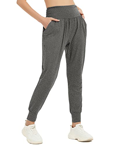 MUMUBREAL Womens Joggers Pants with Pockets High Waisted Yoga Sweatpants Loose Harem Lounge Workout Pants (Grey, M)