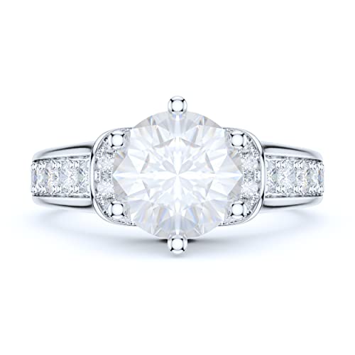 Sterling Silver Luxury Vintage 2CT Simulated Round Brilliant Cut Diamond or Moissanite Promise Engagement Ring2