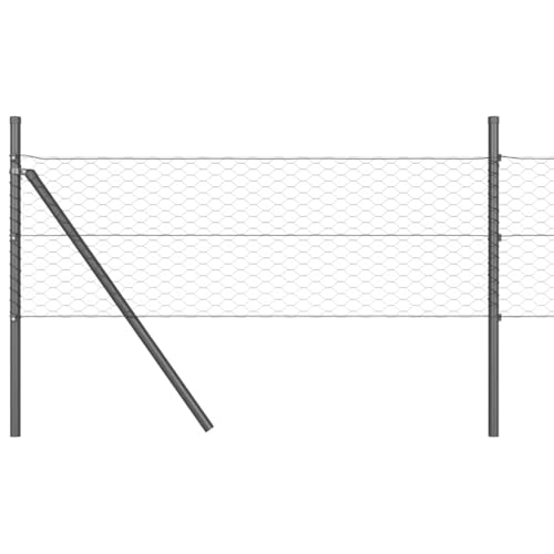 Zaunpfosten Grau 10 x 0,4 m (36 mm Maschen) aus Stahl und PVC, wetterfest, für Garten, Terrasse, Sichtschutz und sichere Einzäunung