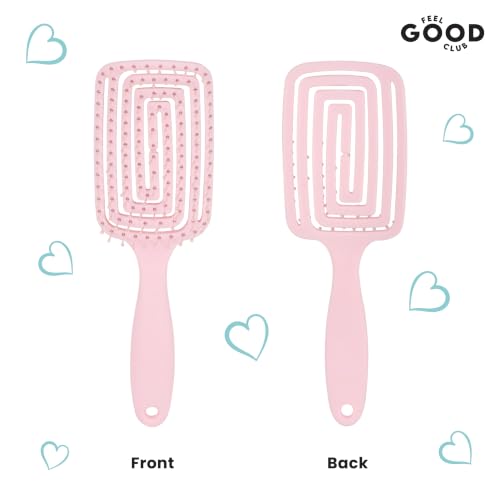 Image of Feel Good Club Paddle Hair Brush | Strong & Flexible Nylon Bristles for Detangling, Frizz-Control & Styling | Gentle On Hair and Scalp