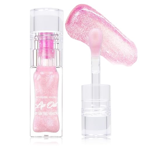 Color Changing Lip Oil,Magic Round Big Brush Color Changing Lip Oil,Moisturizing Color Changing Lip Gloss Plumping Lip Oil,Long Lasting Nourishing Lip Glow Oil Non-sticky Primer Lip Tint