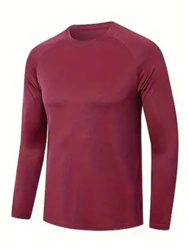 Men's Shirts Long Sleeve Workout Fishing Clothing UV Protection Rash Guard Fit Athletic Running Tee Tops