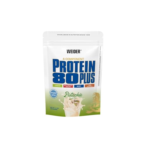 Weider - Protein 80 Plus - 4-Komponenten Protein Pulver - Hoher Proteingehalt mit 80% Eiweiß - Cremige Shakes mit Calcium & Vitamin B6-500g - Pistazie