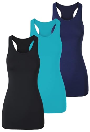 TAIPOVE Long Tank Tops for Women Cotton Layering Racerback Extra Long Camisole Activewear 3packs
