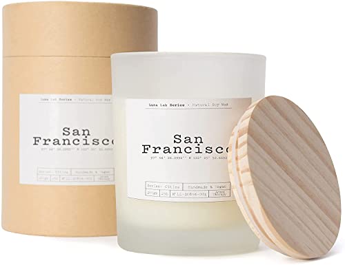 Lumaland Scented Jar Candle - San Francisco City Memories - 100% Vegan Soy Wax - Burns 25 Hours - Sustainable, Vegan, Stylish Home Fragrance Candle - Sweet Smoke Fragrance