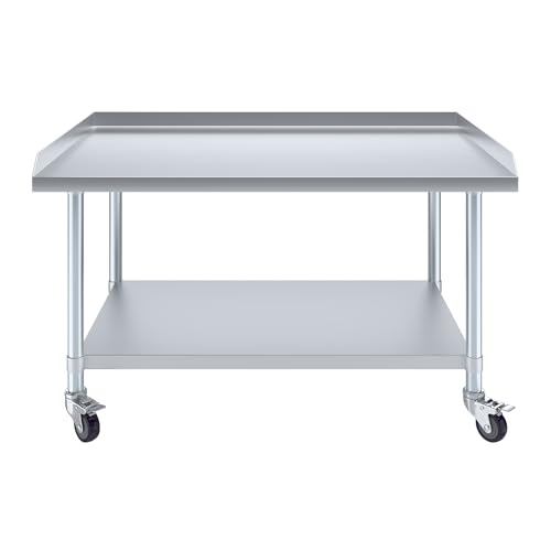Image of AmGood Stainless Steel Equipment Stand with Undershelf + Casters, Heavy Duty, Commercial Grade, NSF Certified (30 inch Width x 48 inch Length + Casters)