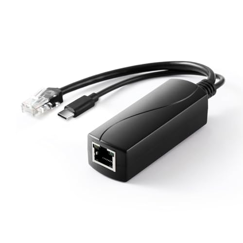 Revotech Gigabit Aktiv PoE Splitter Typ C 5V 2,4A Ausgang, IEEE 802.3af 10/100/1000Mbps für...