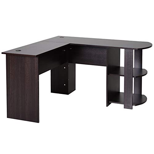 Eckschreibtisch Schreibtisch Computertisch Winkel Staufach Büro Dunkelbraun 136 x 130 x 72 cm