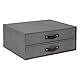 Bigso Box of Sweden BIRGER Schubladenbox für Dokumente und Bürobedarf – Schreibtisch Organizer mit 2 Schubladen – Ablagesystem aus Faserplatte und Papier in Leinenoptik – grau