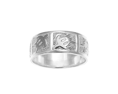 Arthur's Jewelry 925 sterling silver Hawaiian honu turtle 8mm band ring size 3-142