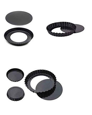 CAKE DECOR - Non-Stick Pie Tart Mould - 5.5 inch Round, Black - Durable, Easy Release, Dishwasher Safe - for Mini Tarts, Pies, Quiches, Cheesecakes - Microwave Safe